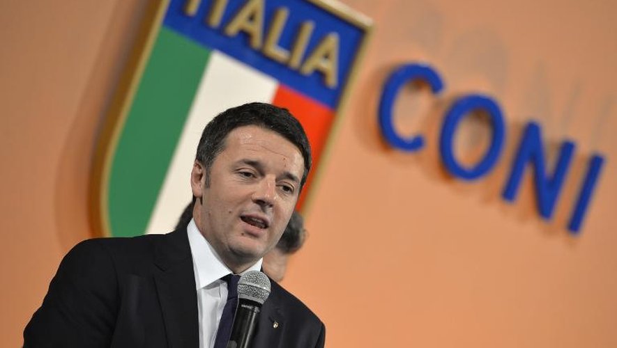 Le chef du gouvernement italien Matteo Renzi annonce la candidature de l'Italie et de Rome à l'organisation des JO-2024, le 15 décembre 2014 à Rome