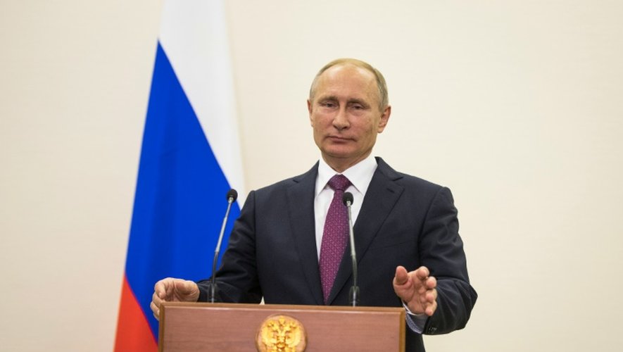 Le président russe Vladimir Poutine lors d'une allocution à Berlin, le 20 octobre 2016