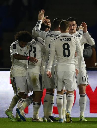 Les joueurs du Real Madrid en demi-finale du Mondial des clubs contre Cruz Azul FC, le 16 décembre 2014 à Marrakech