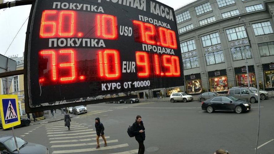 Les taux de change affichés à Moscou le 17 décembre 2014