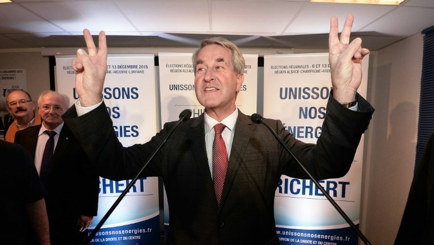 Philippe Richert, dont la liste a gagné les élections régionales en Alsace-Champagne-Ardenne-Lorraine, à Strasbourg le 13 décembre 2015