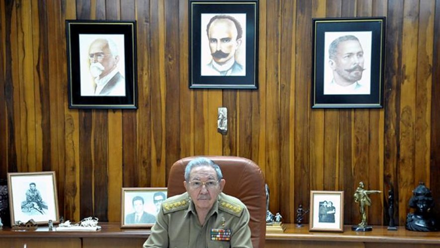 Le président cubain Raul Castro lors d'une intervention télévisée, le 17 décembre 2014 à La Havane