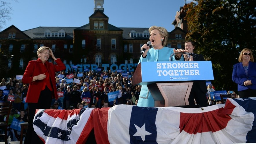 Hillary Clinton lors d'une réunion de campagne, le 24 octobre 2016 à Manchester