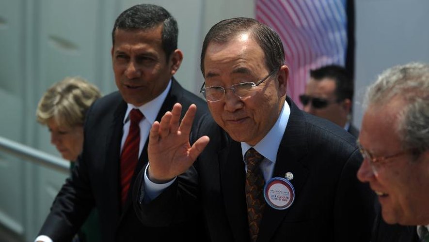 Le secrétaire général de l'ONU Ban Ki-moon le 11 décembre 2014 à Lima