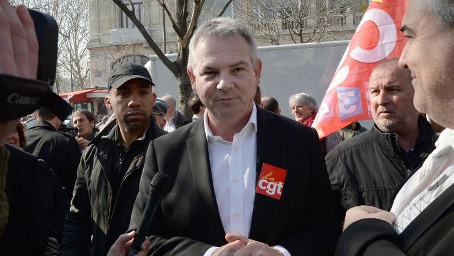 Thierry Lepaon, le secrétaire général de la CGT, le 12 mars 2014 lors d'une manifestation à Paris