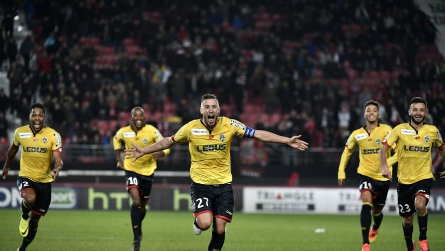 Les joueurs de Sochaux qualifiés aux tirs au but à Dijon pour les 8e de finale de la Coupe de la Ligue, le 26 octobre 2016