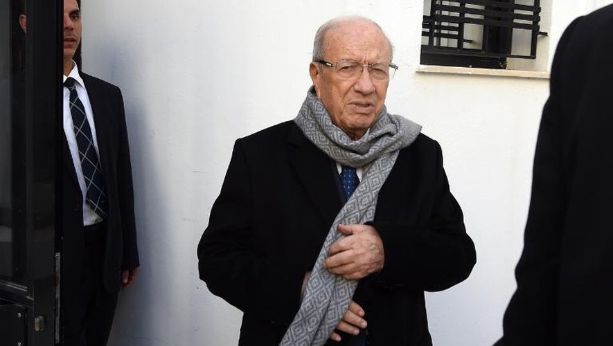 Beji Caid Essebsi, déclaré vainqueur de l'élection présidentielle tunisienne, au siège de son parti à Tunis le 22 décembre 2014