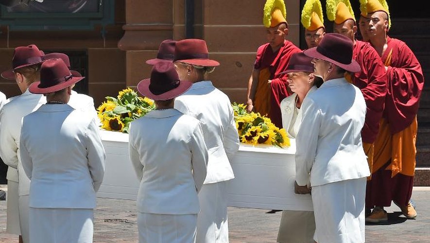 Le cercueil de Tori Johnson lors du service funéraire le 23 décembre 2014 à Sydney