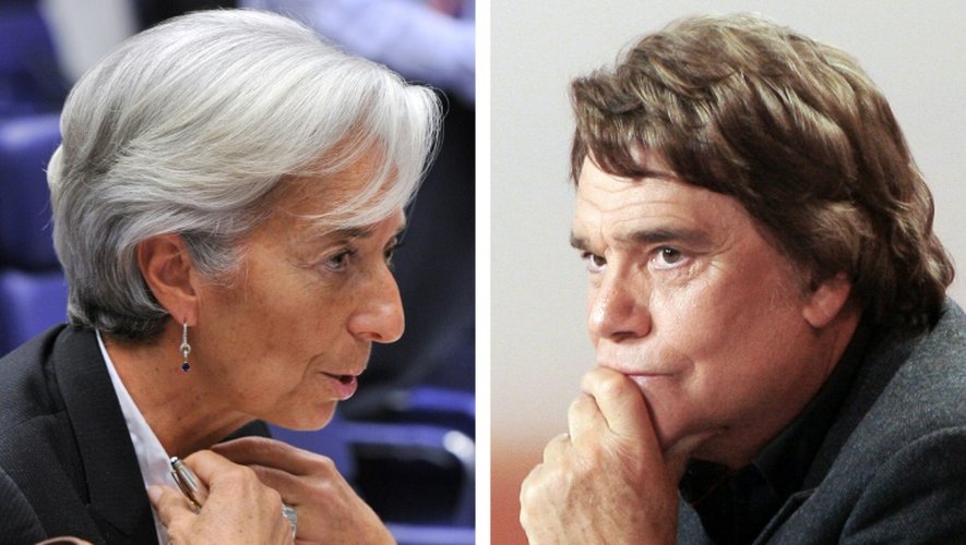 Montage de deux photos montrant la patronne du FMI Christine Lagarde et Bernard Tapie