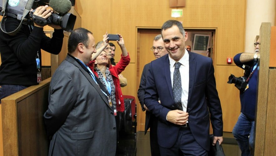 Le dirigeant nationaliste Gilles Simeoni, le 17 décembre 2015 l'Assemblée de Corse, à Ajaccio