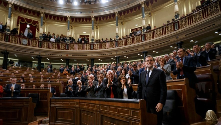 Le Premier ministre espagnol Mariano Rajoy,  au Parlement le 29 octobre 2016, à Madrid