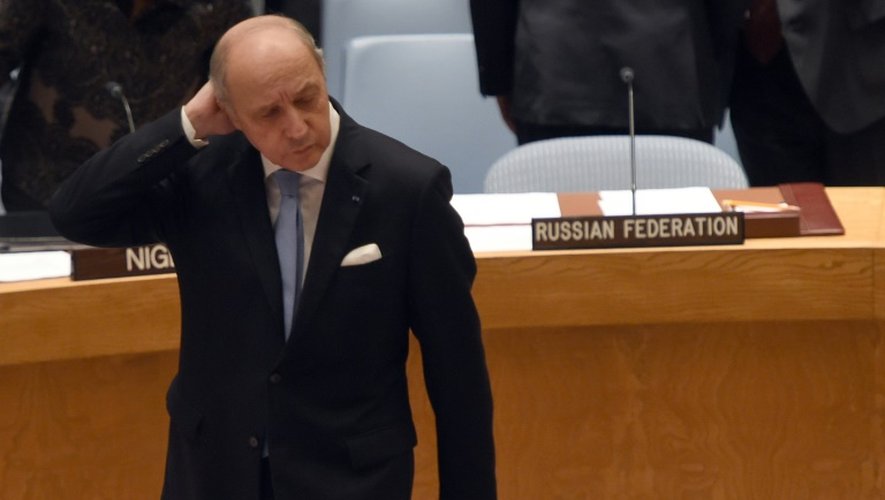 Le chef de la diplomatie française, Laurent Fabius, le 18 décembre 2015 lors d'une réunion du Conseil de sécurité de l'Onu à New York