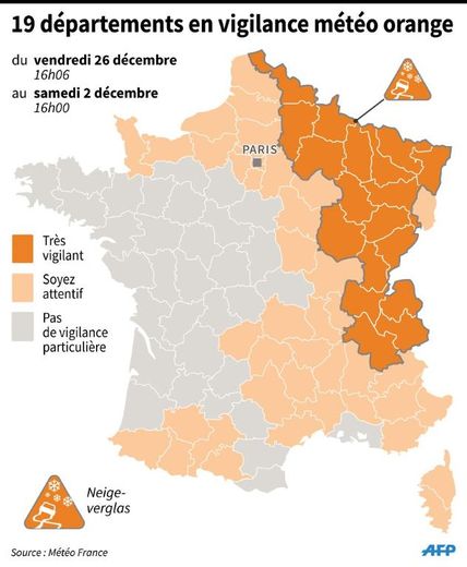 Carte de France avec les alertes de météo France de vendredi à samedi