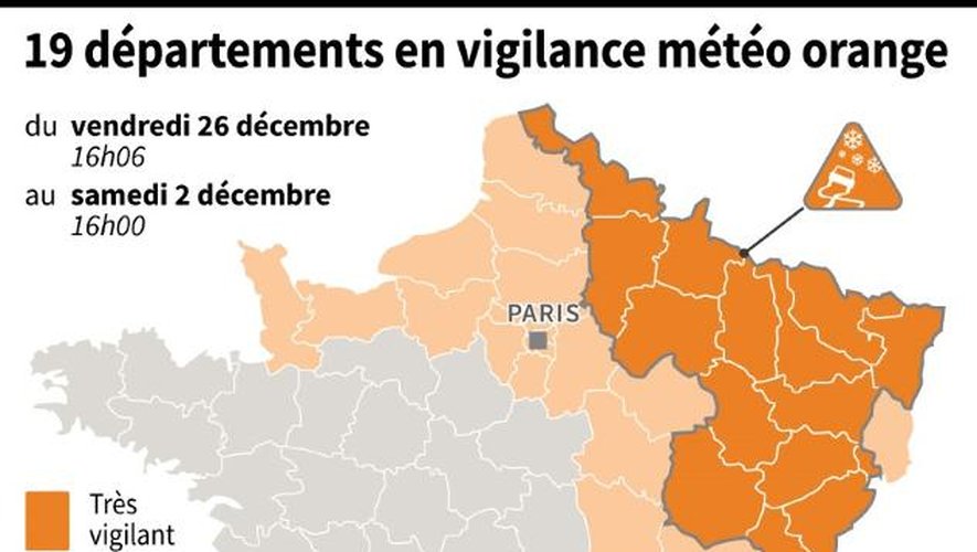 Carte de France avec les alertes de météo France de vendredi à samedi