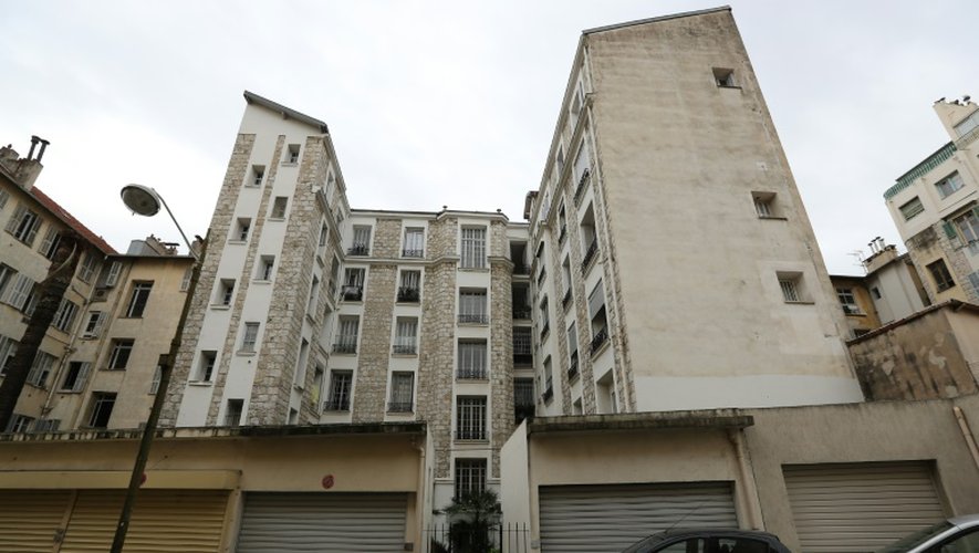 L'immeuble où réside Jacqueline Veyrac, côté garage, le 25 octobre 2016 à Nice