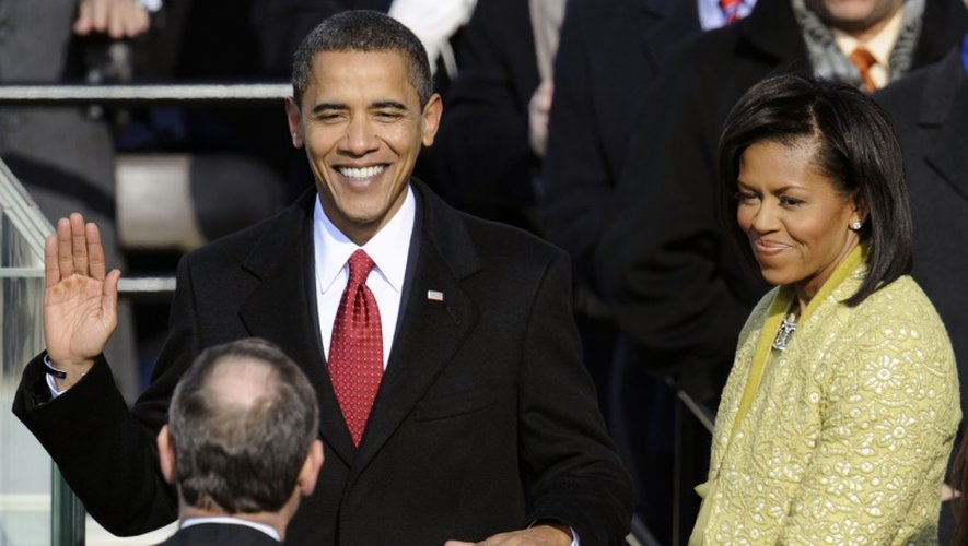 Barack Obama prête serment pour devenir le 44e président des Etats-Unis, le 20 janvier 2009