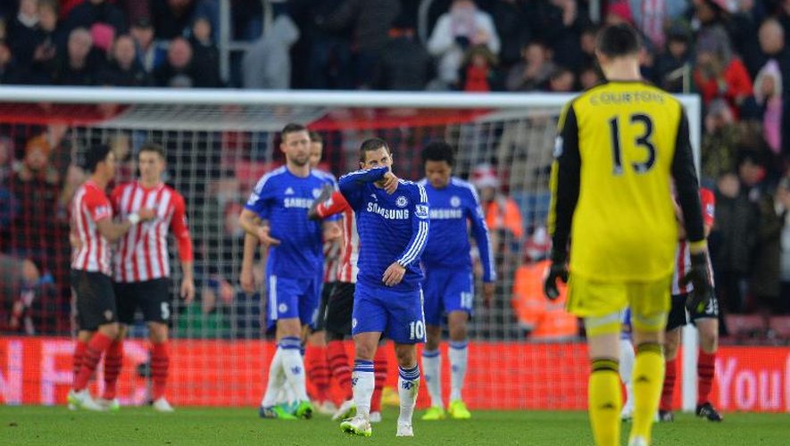 Les joueurs de Chelsea dépités après le match nul concédé sur le terrain de Southampton, le 28 décembre 2014