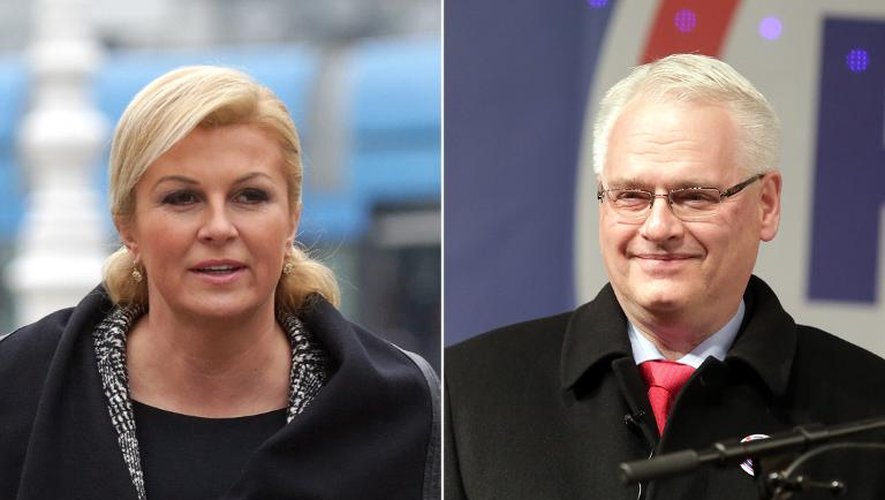 Photomontage de la candidate conservatrice à la présidentielle croate Kolinda Grabar Kitarovic et du président sortant et candidat à sa propre succession Ivo Josipovic