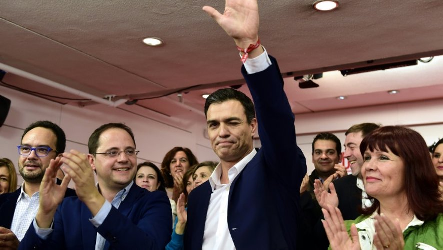 Pedro Sanchez (PSOE) au siège du parti le 20 décembre 2015 à Madrid