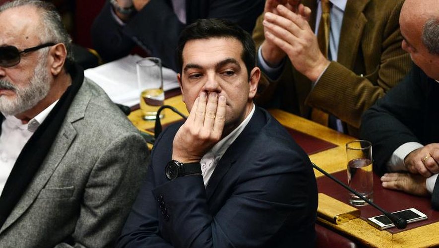 Alexis Tsipras, chef du parti anti-austérité Syriza, le 17 décembre 2014 au Parlement à Athènes
