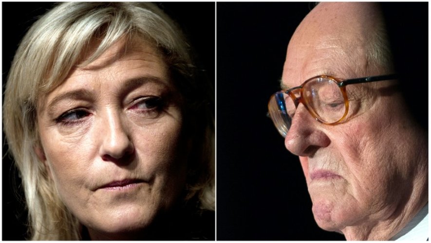 Photo-montage de portraits de la présidente du FN Marine Le Pen (g) et son père Jean-Marie Le Pen