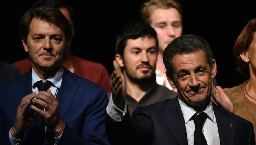 François Baroin  et Nicolas Sarkozy lors d'un meeting le 1er octobre 2016 aux Sables-d'Olonne