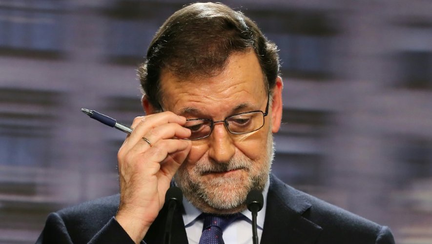 Le Premier ministre espagnol Mariano Rajoy, lors d'une conférence de presse à Madrid le 21 décembre 2015