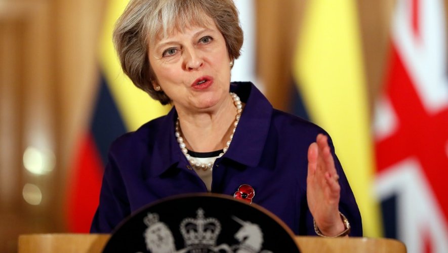 Theresa May lors d'une conférence de presse le 2 novembre 2016 à Londres