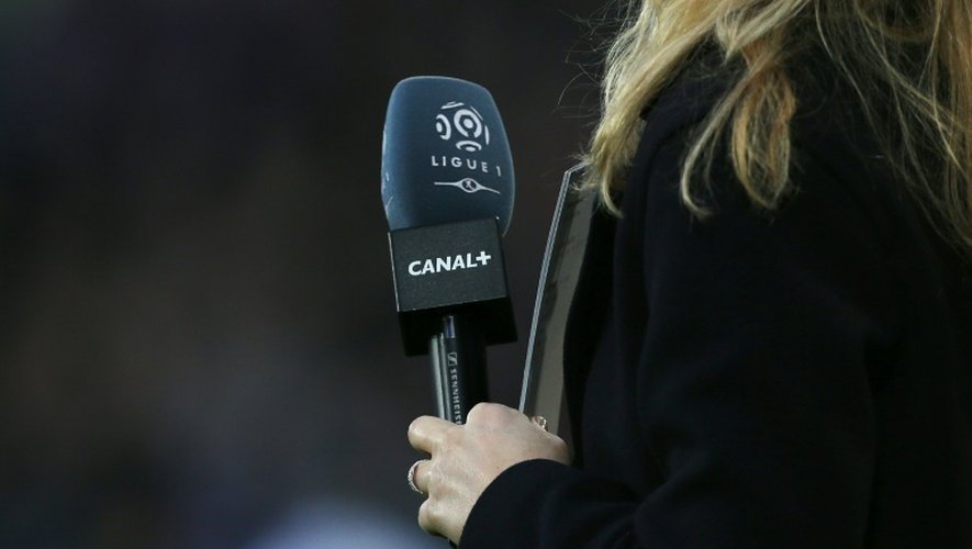 Une journaliste de Canal plus avant le match Caen-Paris Saint-Germain, le 19 décembre 2015 au stade Michel-d'Ornano