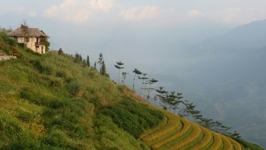 Vue sur le mont Fansipan, le point culminant des "Alpes du Tonkin" dans le nord du Vietnam, le 30 septembre 2016