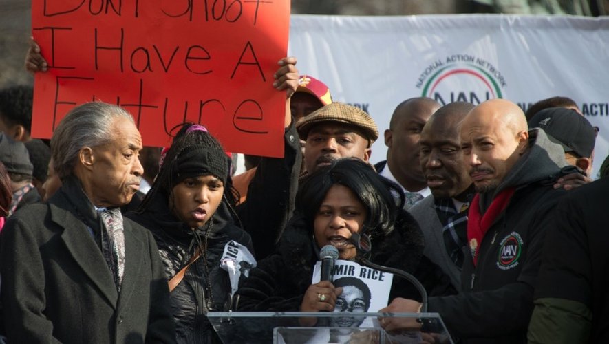 Samaria Rice (c), la mère de Tamir Rice, lors d'une manifestation à Washington le 13 décembre 2014
