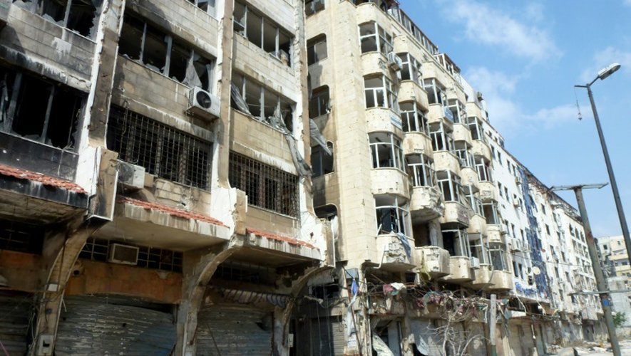 Des bâtiments endommagés dans le quartier chrétien de Hamidiyé à Homs, en Syrie, le 9 mai 2014