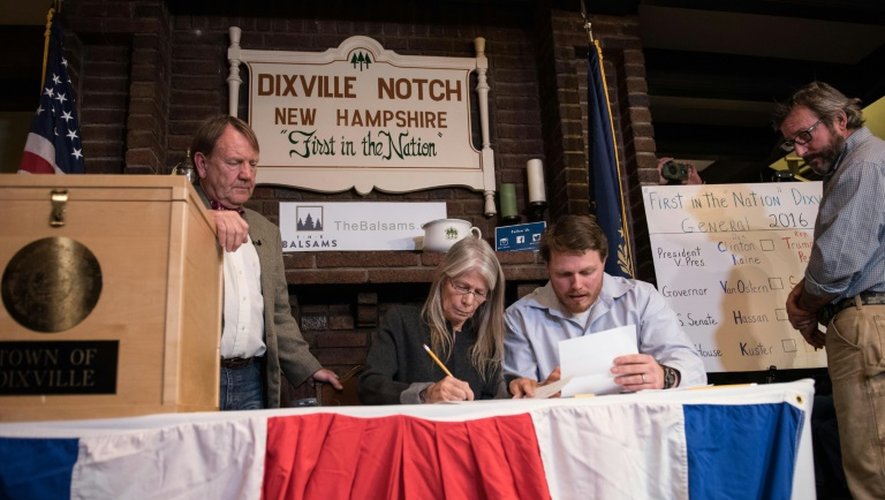 Le bureau de vote de Dixville Notch (New Hampshire), où ses sept habitants ont été les premiers à voter pour l'élection présidentielle, le 8 novembre 2016 peu après minuit