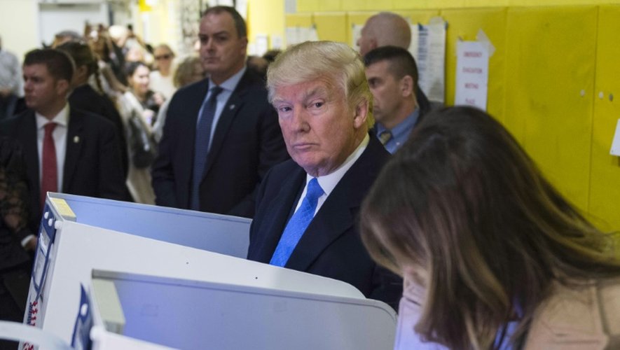 Donald Trump et sa femme au bureau de vote à Manhattan, le 8 novembre 2016