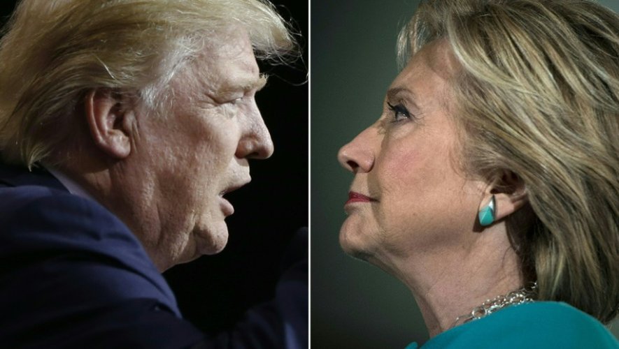 Donald Trump à Cleveland dans l'Ohio, le 22 octobre 2016 et Hillary Clinton, à Manchester dans le New Hampshire le 6 novembre 2016