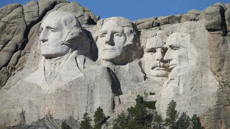Le célèbre Mont Rushmore, où sont déjà représentés quatre illustres présidents américains, le 1er octobre 2013 près de Keystone (Dakota du Sud)