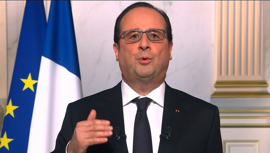 Capture d'écran de François Hollande lors de ses voeux télévisés adressés aux Français, le 31 décembre 2015
