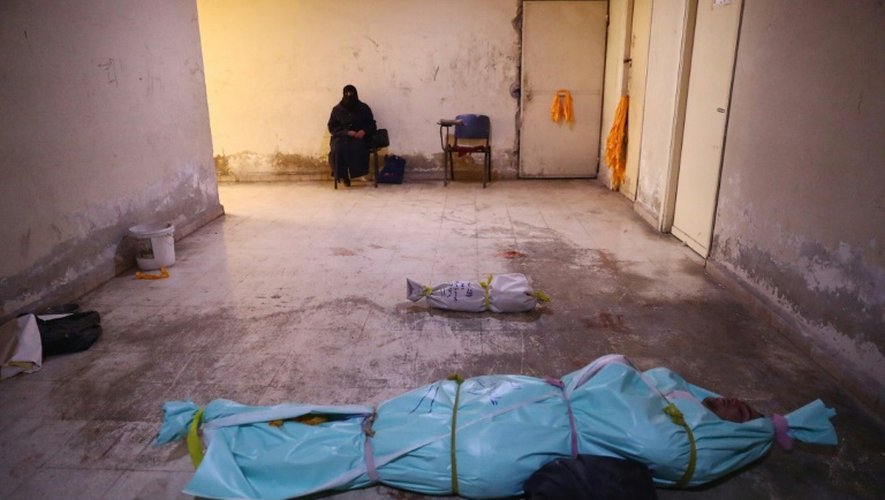 Une morgue improvisée à Douma, près de Damas, le 10 novembre 2016
