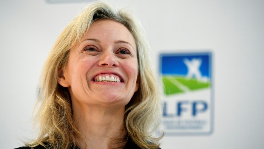 Nathalie Boy de la Tour, élue nouvelle présidente de la LFP, en conférence de presse, le 11 novembre 2016 à Paris