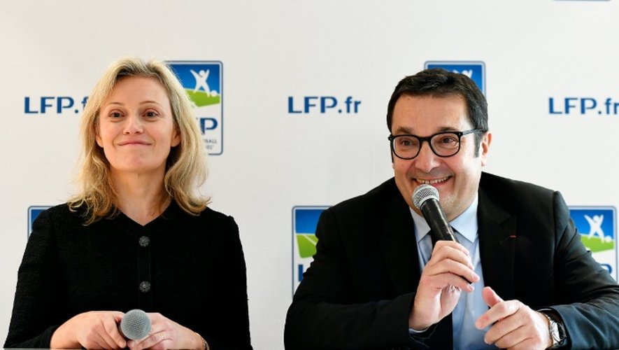 Nathalie Boy de la Tour, avec Didier Quillot, en conférence de presse, le 11 novembre 2016 à Paris