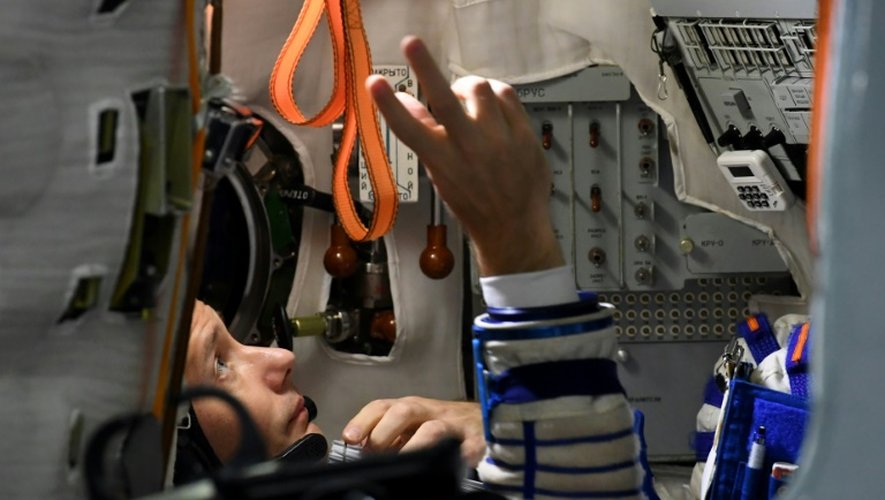 L'astronaute français Thomas Pesquet lors d'un entraînement au centre spatial Gararine le 25 octobre 2016 près de Moscou