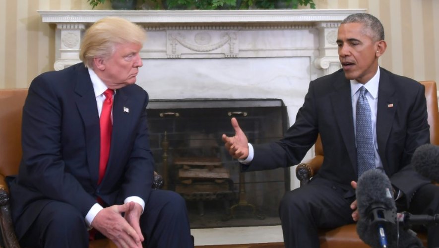 Barack Obama reçoit le président élu Donald Trump à la Maison Blanche, le 10 novembre 2016 à Washington