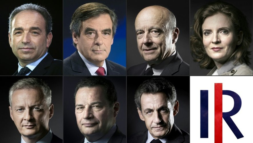 Montage de portraits des 7 candidats à la primaire de la droite et du centre