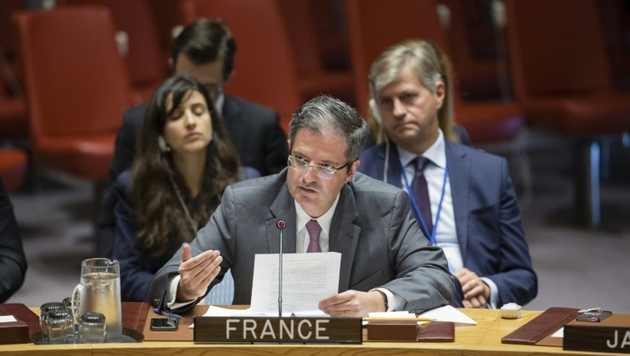 L'ambassadeur français à l'ONU, François Delattre fait une déclarationdu Conseil de sécurité sur la situation en Syrie, le 25 septembre 2016 à New York