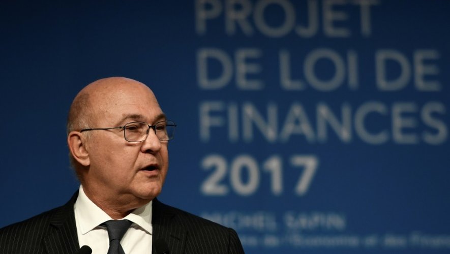 Michel Sapin lors de la conférence de presse de présentation du projet de loi de finances 2017, le 28 septembre 2016