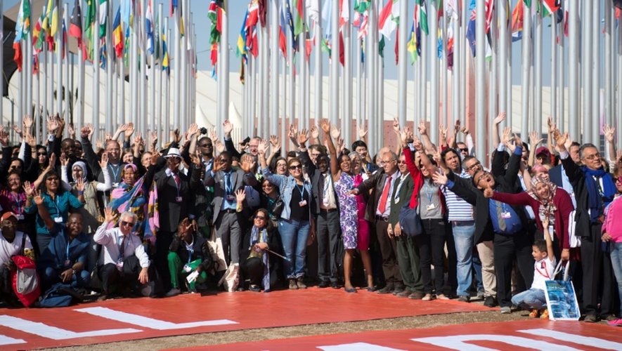 Des membres des délégations internationales lors de la conférence COP22 sur le climat à Marrakech, le 18 novembre 2016