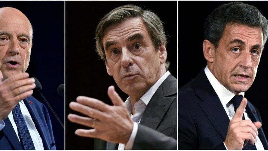 Un combo de photos des trois candidats à la primaire de la droite, (de G à D) Alain Juppé, François Fillon et Nicolas Sarkozy