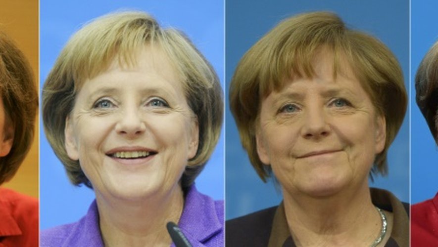 Photomontage de photos de la chancelière allemande Angela Merkel en 2005, 2009, 2013 et 2016