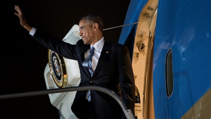 Barack Obama le 20 novembre 2016 à son départ de Lima au Pérou