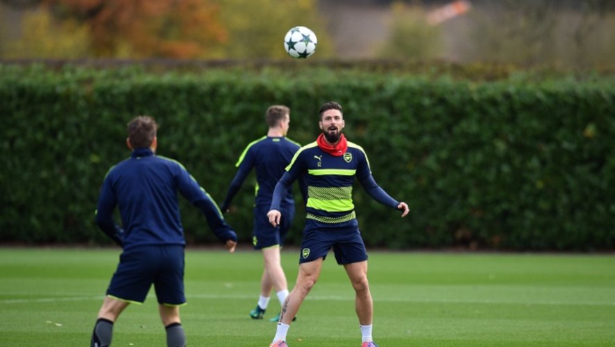 L'attaquant français d'Arsenal Olivier Giroud à l'entraînement, le 22 novembre 2016 à Londres
